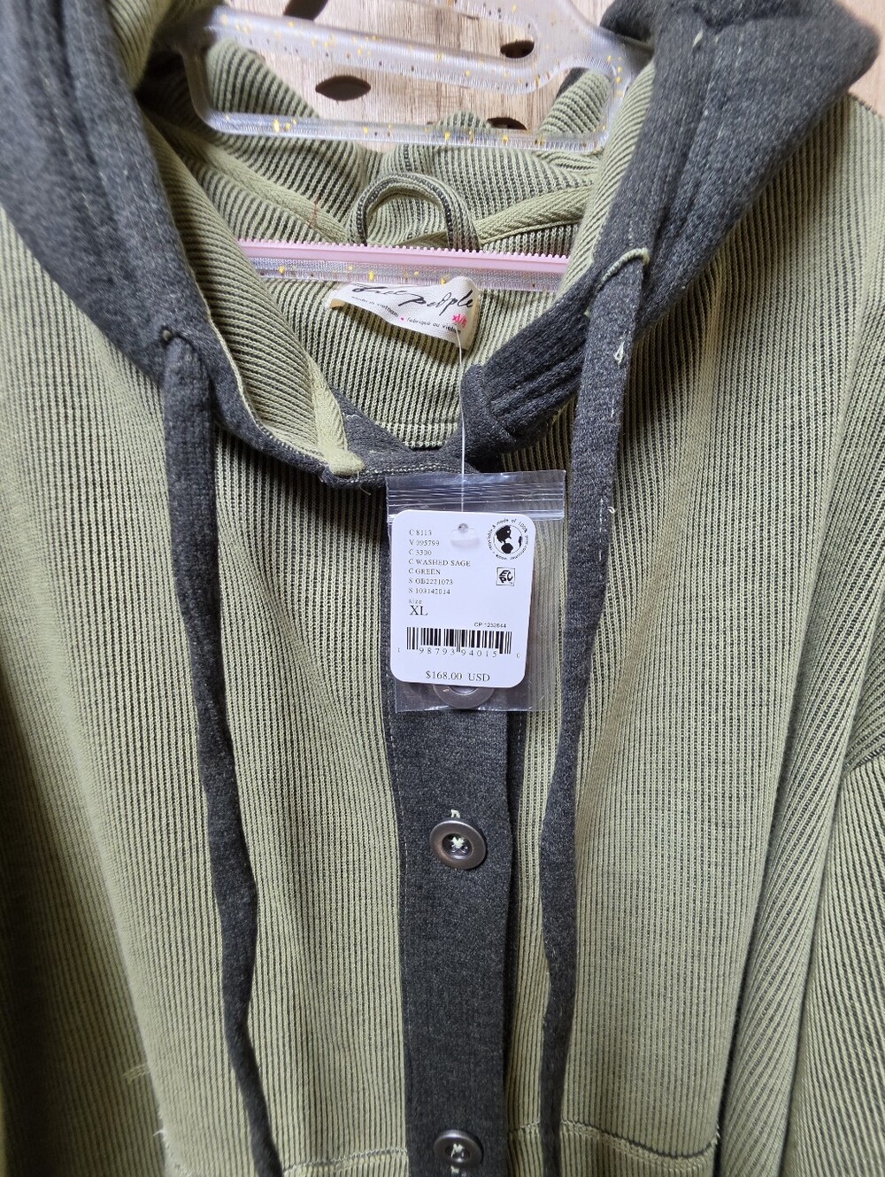 NWT Tomorrow's Sweatshirt Cardigan by Free People Sage Green - Picture 9 of 10